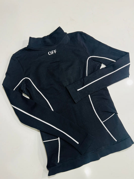Off White Long Sleeve Logo Top